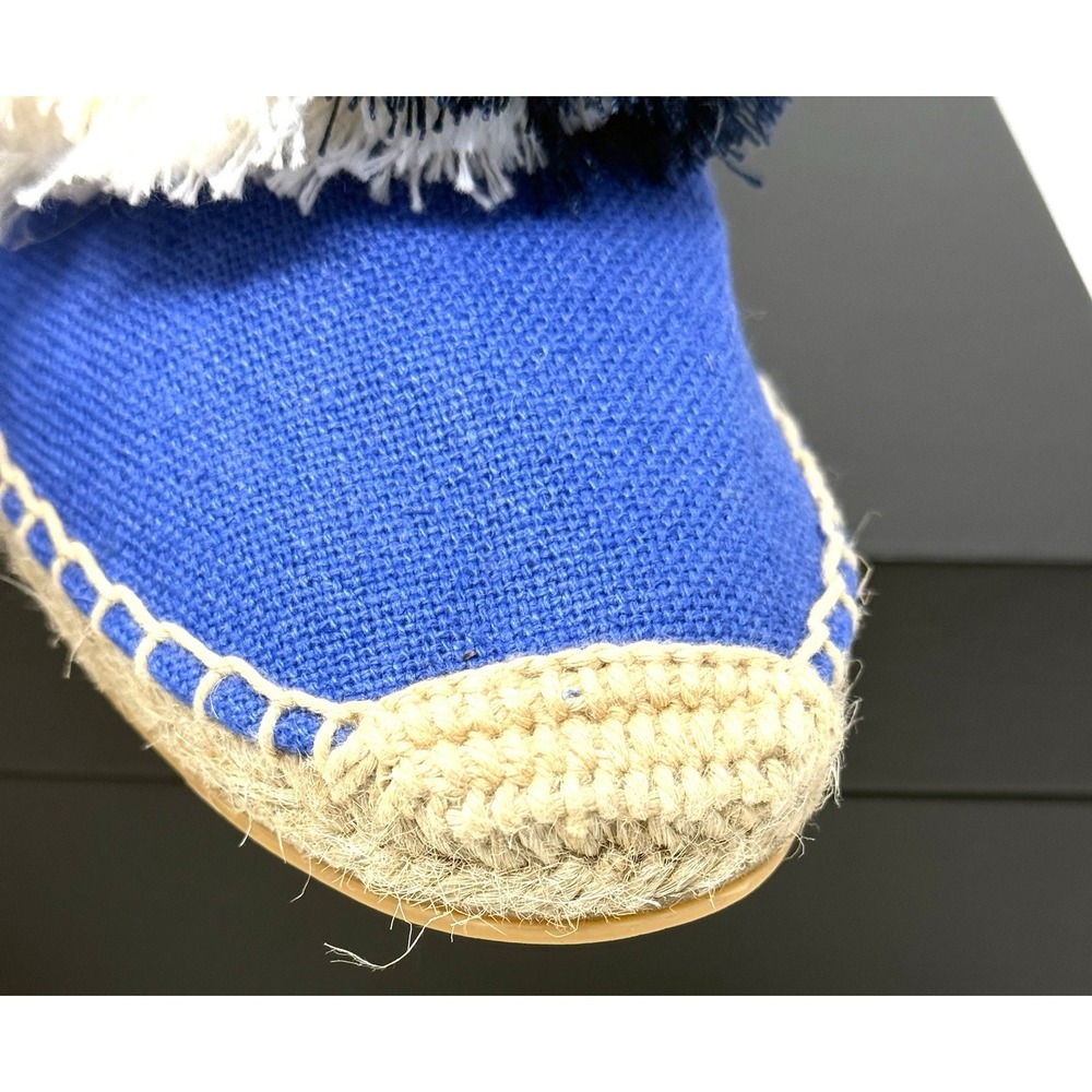 Tonivis Canvas Pom-Pom Fringe Trim Slip On Espadrilles Mules Flat Blue Women's 9 - Picture 9 of 10